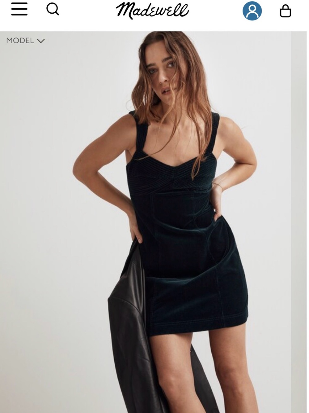 Madewell Black Velvet Mini Dress with Wide Straps